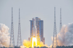  A Long March 5B rocket, carrying China's Mengtian science module, the final module of Tiangong space station, lifts off from the Wenchang Space Launch Centre in southern China's Hainan Province on October 31, 2022.
