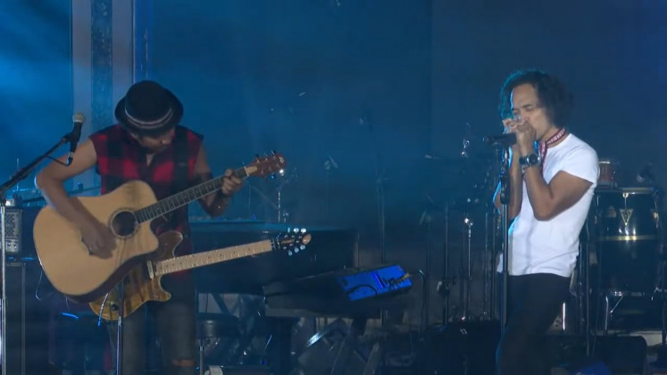 Rock band Slank performs in the M20 (Music20) concert at Taman Mini Indonesia Indah in East Jakarta.