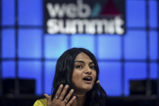 OnlyFans CEO Amrapali Gan speaks at the centre stage of the Europe's largest tech conference, the Web Summit, in Lisbon on November 2, 2022. The Web Summit will run until November 4, 2022.
