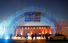 A view of the main entrance of the Sharm El-Sheikh International Convention Center where the United Nations Climate
Change Conference (COP27) will take place, in the Red Sea resort of
Sharm el-Sheikh, Egypt, on Nov. 5, 2022.