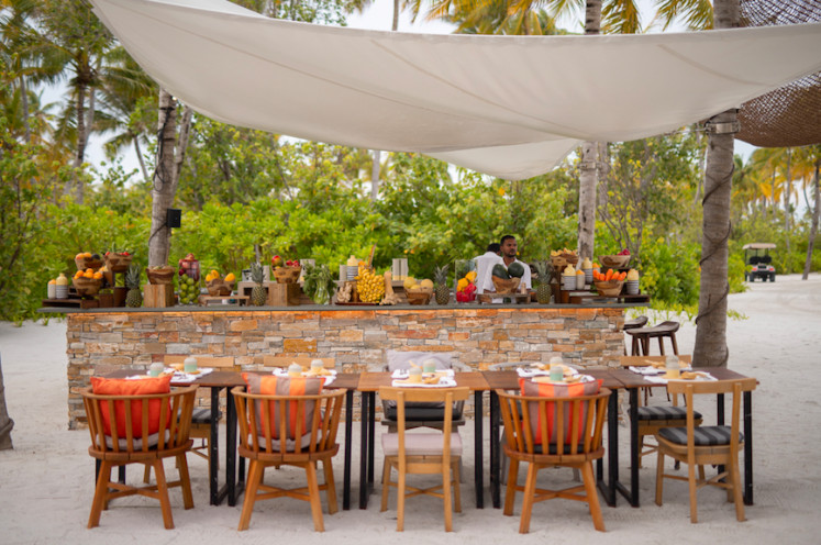 Delicacies: Guests at the resort can enjoy the delicacy of Mediterranean food at the Helios, which offers a vegan option for the visitors. (Courtesy of Patina Maldives)