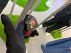 A commemorative World Cup watch by watchmaker Hublot is pictured at a Jakarta launch event in Plaza Indonesia on Nov. 17. (JP/Yohana Belinda)