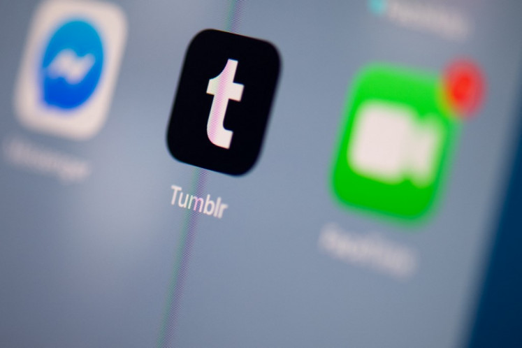 Fandom heaven: The logo of the United States social network application Tumblr is seen on the screen of a tablet on July 24, 2019. (AFP/Martin Bureau)
