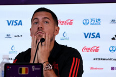 Belgium's forward Eden Hazard attends a press conference at the Qatar National Convention Center (QNCC) in Doha on November 26, 2022, on the eve of the Qatar 2022 World Cup football match between Belgium and Morocco. 
