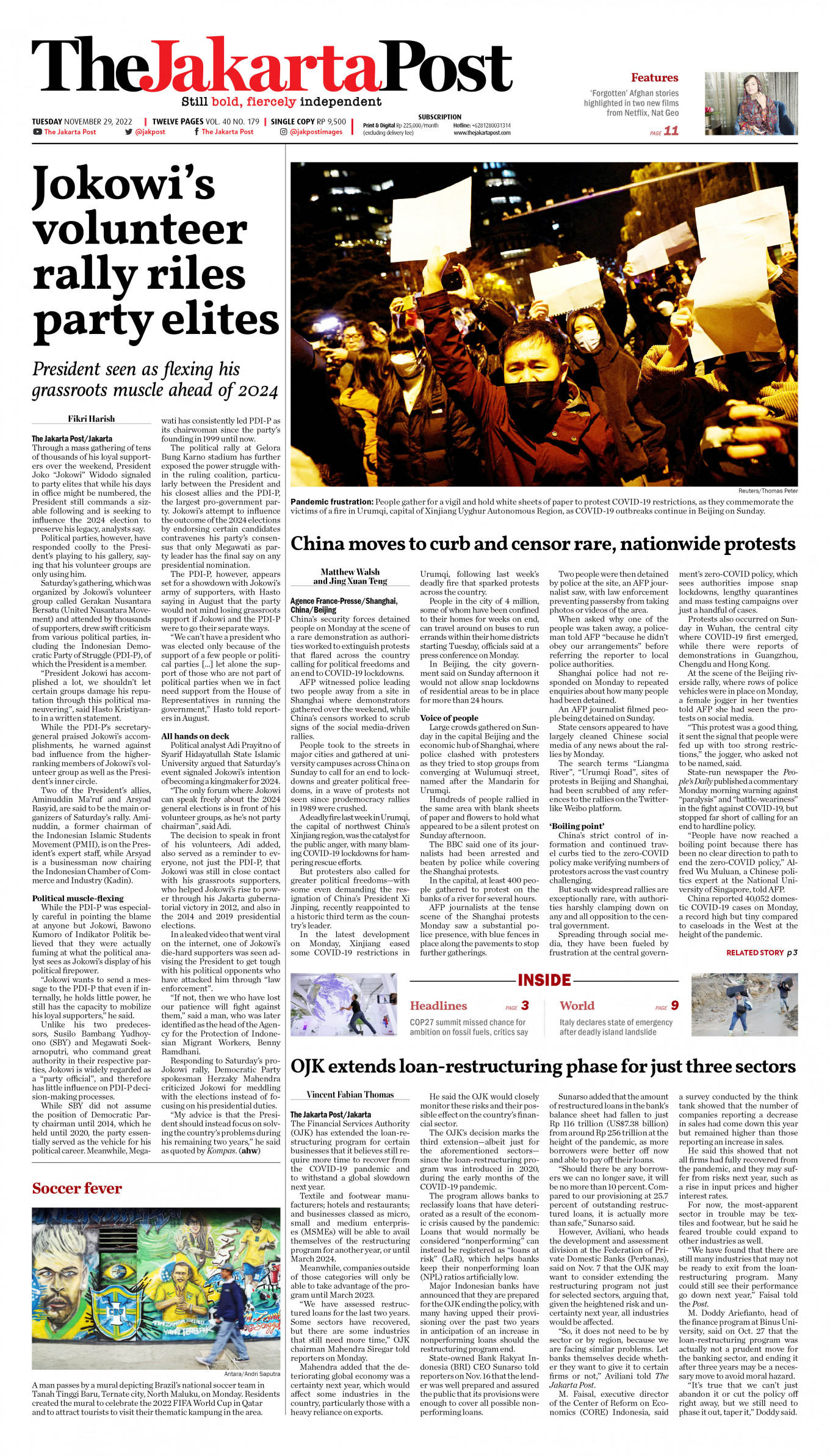 Frontpage - Tue, November 29, 2022 - The Jakarta Post