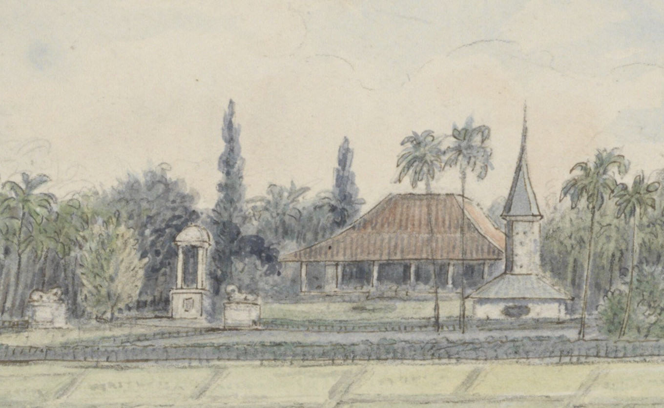 Centuries-old: Close up of the Cilebut country house with slave bell on a drawing by J.Th. Bik in 1850. (Sven Verbeek Wolthuys/J.Th. Bik)