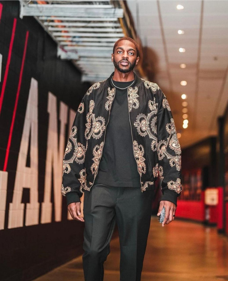 Going global: Pictured is a batik bomber jacket designed by Ai Syarif for NBA star Justin Holiday. (Courtesy of Ai Syarif)
