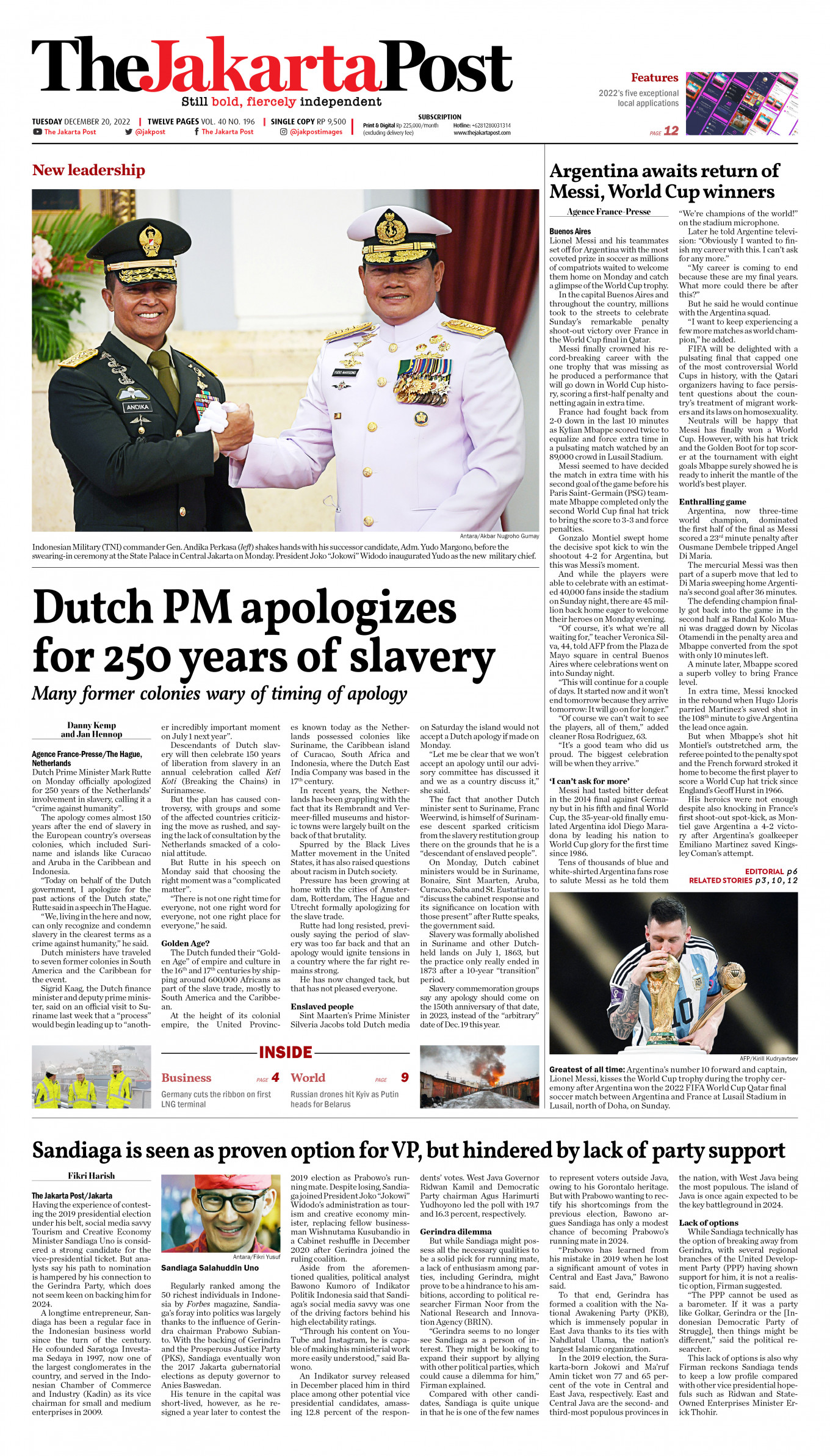 Frontpage - Tue, December 20, 2022 - The Jakarta Post