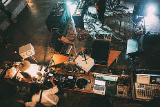 All hands: Cables and equipment cover every available surface as Norrm gets ready to broadcast its 100th radio show since it started broadcasting in 2017. The collective has broadcast 526 radio shows to date. (Courtesy of Norrm Archive)