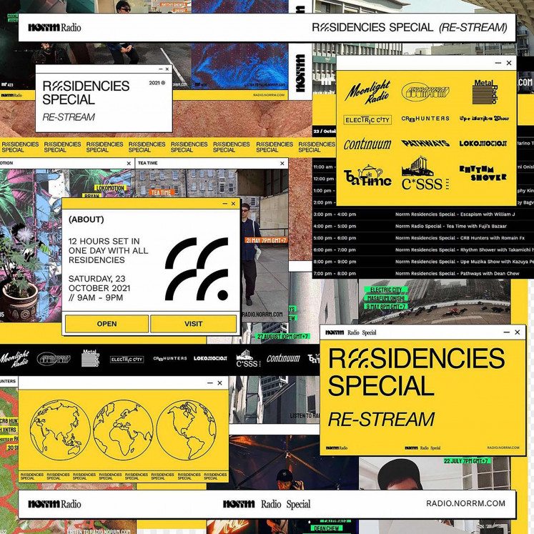 Streaming connections: A poster advertises the “Residencies Special”, a program that Norrm Radio broadcast in late 2021 that included back-to-back shows broadcast with several overseas collaborators, such as Romain FX’si CR8 Hunters in Hong Kong. (Courtesy of Norrm Archive)