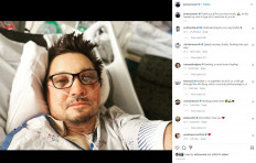 A screen grab shows a selfie of actor Jeremy Renner on a hospital bed, posted on Instagram with a caption reading, “Thank you all for your kind words. I?m too messed up now to type. But I send love to you all“ in this picture obtained from social media January 3, 2023. 