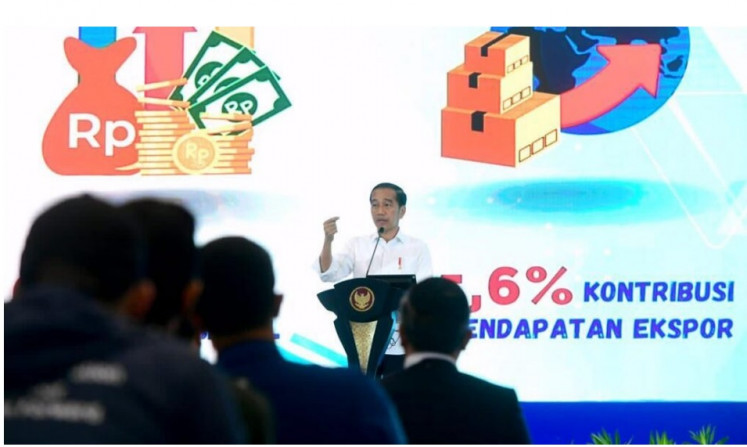 Start-up talks: President Joko “Jokowi” Widodo briefs the audience at the opening of State-Owned Enterprises (SOEs) Start-up Day 2022 on Sept. 26, 2022, at Indonesia Convention Exhibition (ICE) BSD City in Tangerang, Banten. 