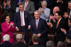 Republican members-elect celebrate as House Republican Leader Kevin McCarthy is elected Speaker of the House in the House Chamber at the U.S. Capitol Building on Jan. 07, 2023 in Washington, DC.