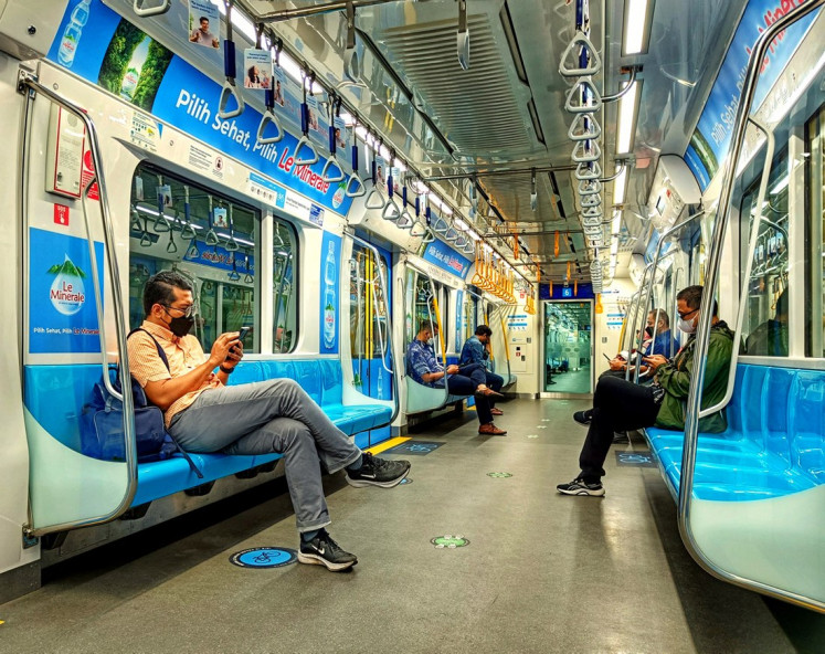 Traffic-free: Commuters ride the MRT at Setiabudi, South Jakarta, on Jan. 5, 2023.