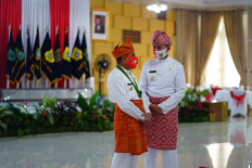 North Sumatra Governor Edy Rahmayadi (left) and Deputy Governor Musa Rajekshah seen at an event in Medan, North Sumatra, in August 2020.