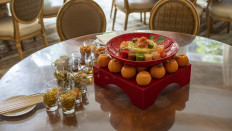 New year's luck: The iconic Chinese healthy salad Yee Sang is pictured on Hotel Mulia's Chinese restaurant Table8 during its media gathering to ring in the Chinese New Year early. (Courtesy of Hotel Mulia)