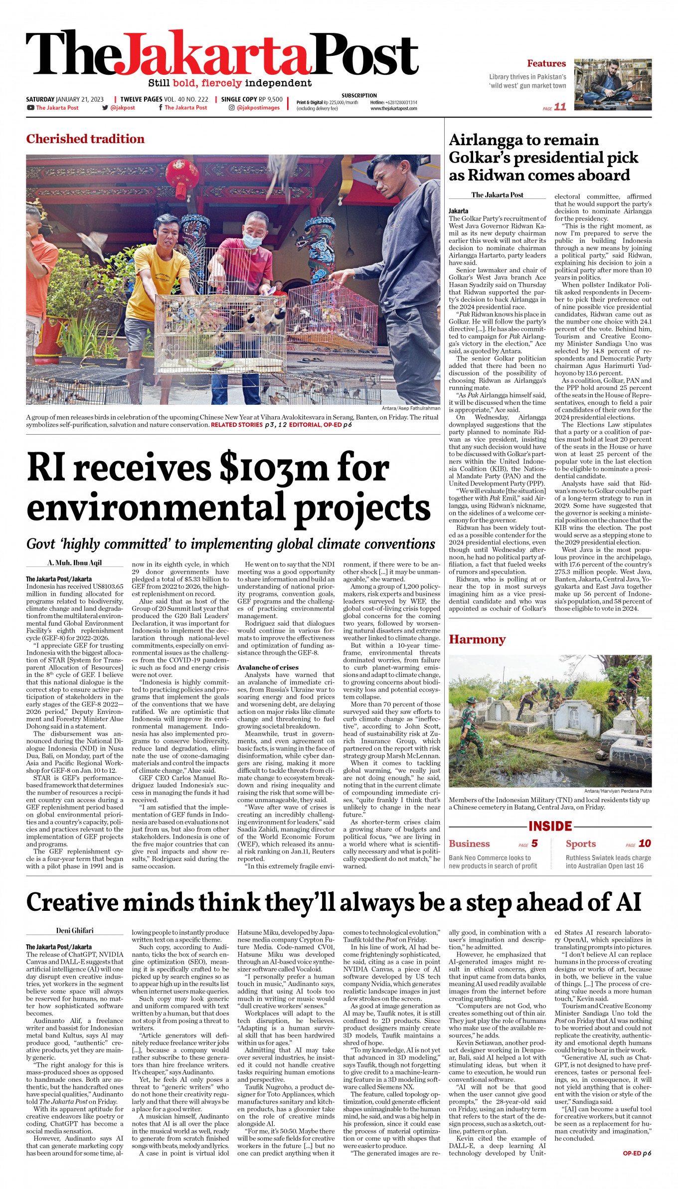 Frontpage - Sat, January 21, 2023 - The Jakarta Post