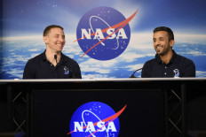 NASA astronaut and pilot, Warren “Woody“ Hoburg (left), and United Arab Emirates astronaut and mission specialist, Sultan Al Neyadi, participate in a news conference on the upcoming SpaceX Crew-6 mission to the International Space Station, at NASA’s Johnson Space Center in Houston, Texas, on Jan. 25, 2023. The Falcon 9 rocket and the Dragon Endeavour spacecraft is scheduled to launch no earlier than Feb. 26, 2023, from Launch Complex 39A at NASA’s Kennedy Space Center in Florida.