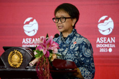 Foreign Minister Retno LP Marsudi speaks during a press conference after the ASEAN Foreign Ministers’ Retreat in Jakarta on Feb. 4, 2023.


