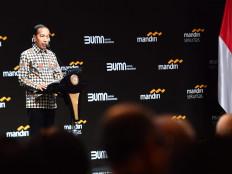 President Joko “Jokowi” Widodo speaks during the Mandiri Investment Forum in Jakarta on Feb. 1, 2023.