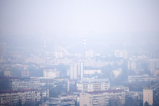 A general view of the city of Skopje, seen through polluted air on Jan. 30, 2019, one of the most polluted cities in Europe.