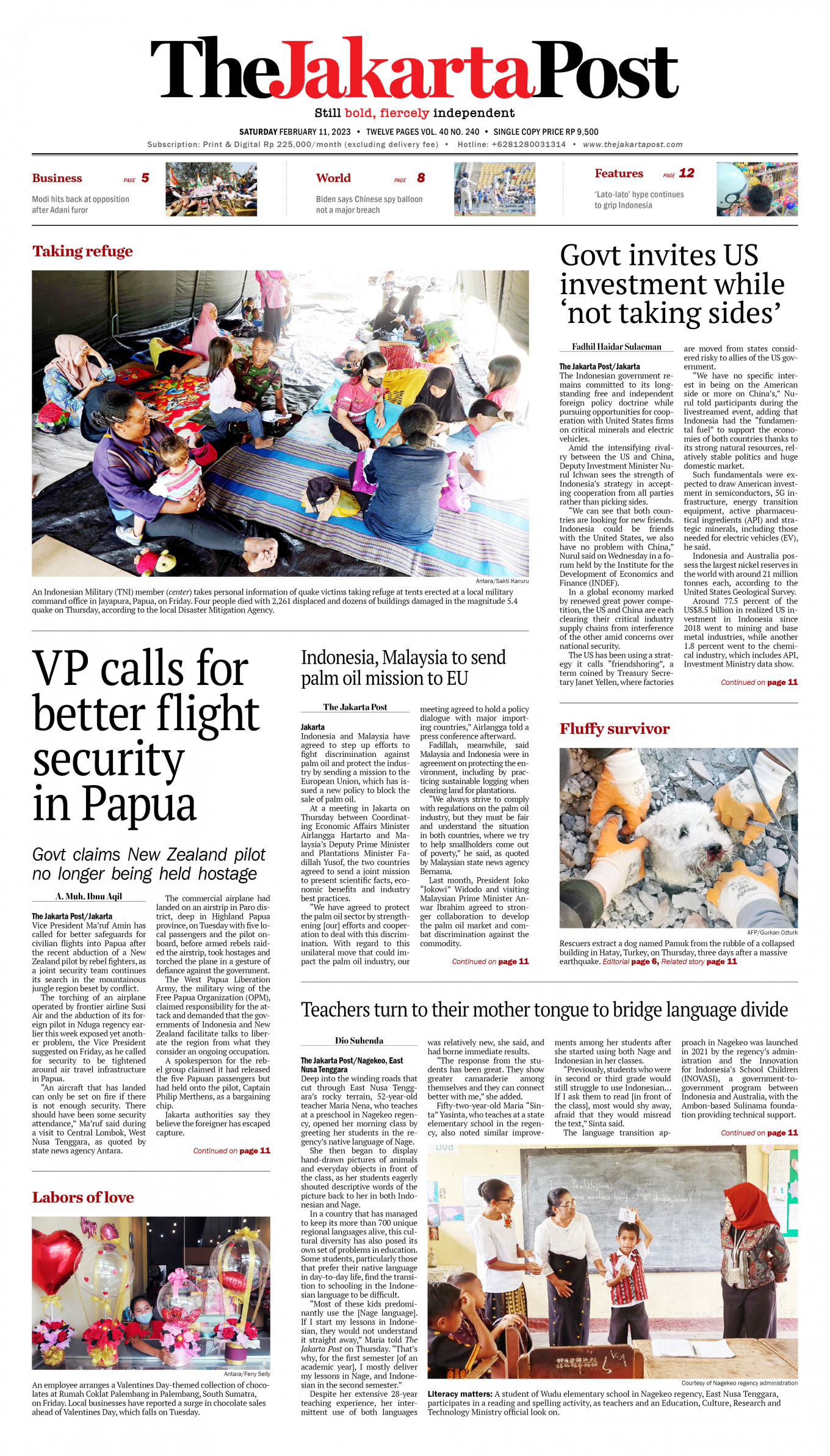 Frontpage - Sat, February 11, 2023 - The Jakarta Post
