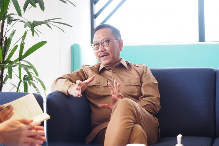 IKN Authority head Bambang Susantono speaks to The Jakarta Post for an interview on Feb. 14, 2023.