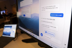 Microsoft Bing search engine in pictured on a monitor in the Bing Experience Lounge during an event introducing a new AI-powered Microsoft Bing and Edge at Microsoft in Redmond, Washington on February 7, 2023.