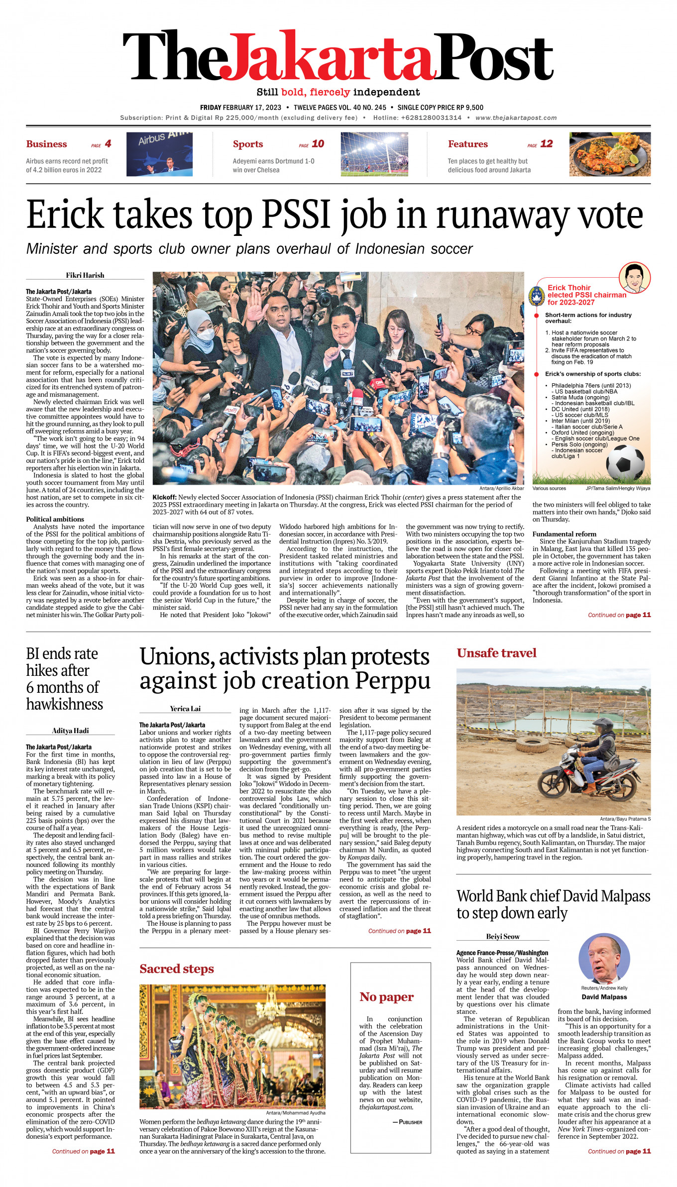 Frontpage - Fri, February 17, 2023 - The Jakarta Post