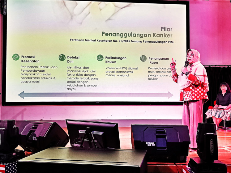 Strategize: Sylviana Andinisari outlines some of the strategies being implemented to combat cancer among children in Indonesia. (JP/Sylviana Hamdani)