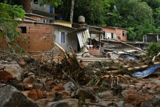 View of a flood-affected area in the Juquehy district in Sao Sebastiao, Sao Paulo state, Brazil, on February 20, 2023.