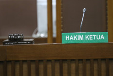 A judge hammer lays on the Chief Judge table of the trial in Corruption court, Jakarta on Monday January 20, 2020