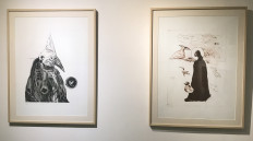 Grotesque: "The Sang Ilmuwan" and "Orang Suci dan Burung-Burung" lithographs (JP/Tunggul Wirajuda)