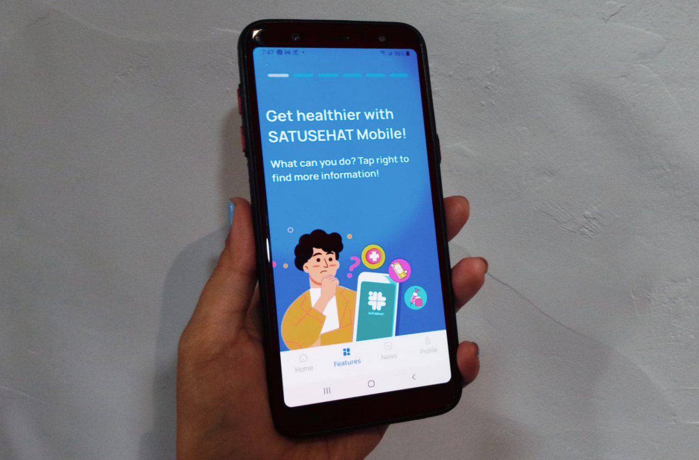The SatuSehat app, a facelift of the government's COVID-19 testing and tracing app PeduliLindungi, is photographed on March 3, 2023.