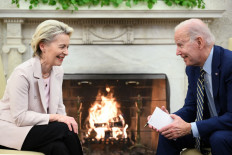 US President Joe Biden meets with European Commission President Ursula von der Leyen in the Oval Office of the White House in Washington, DC, on March 10, 2023.