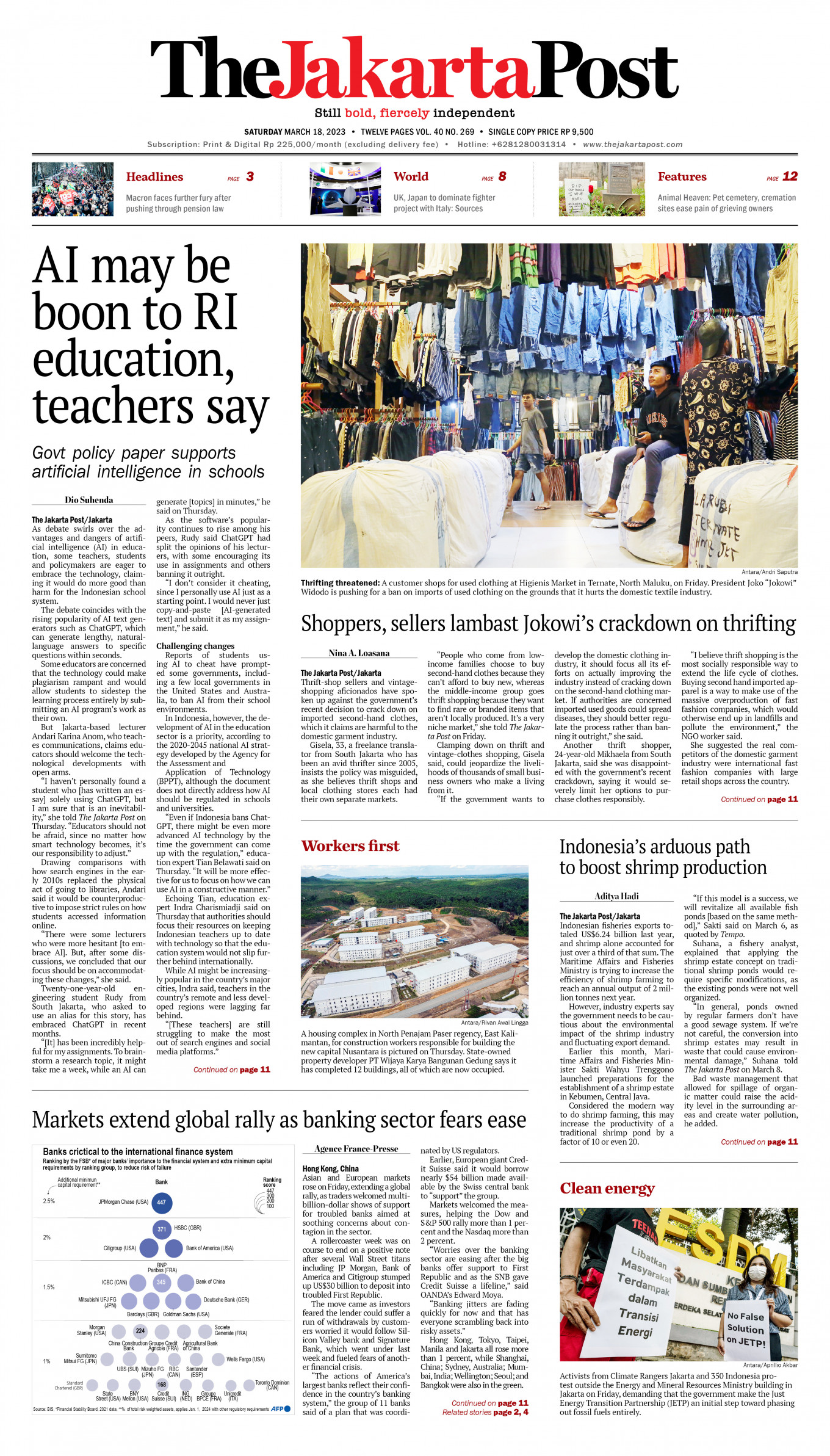 Frontpage - Sat, March 18, 2023 - The Jakarta Post