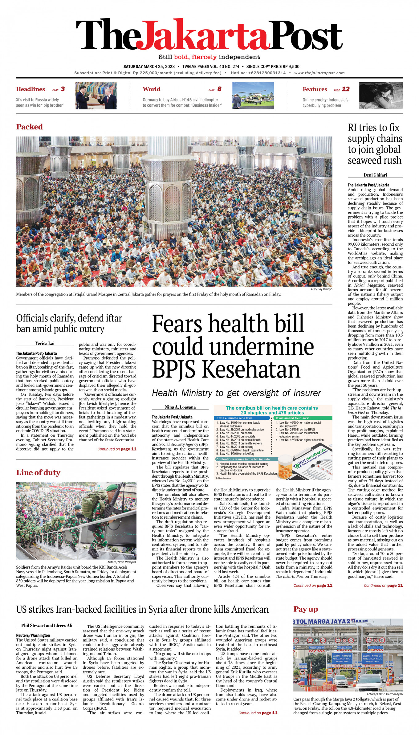 Frontpage - Sat, March 25, 2023 - The Jakarta Post