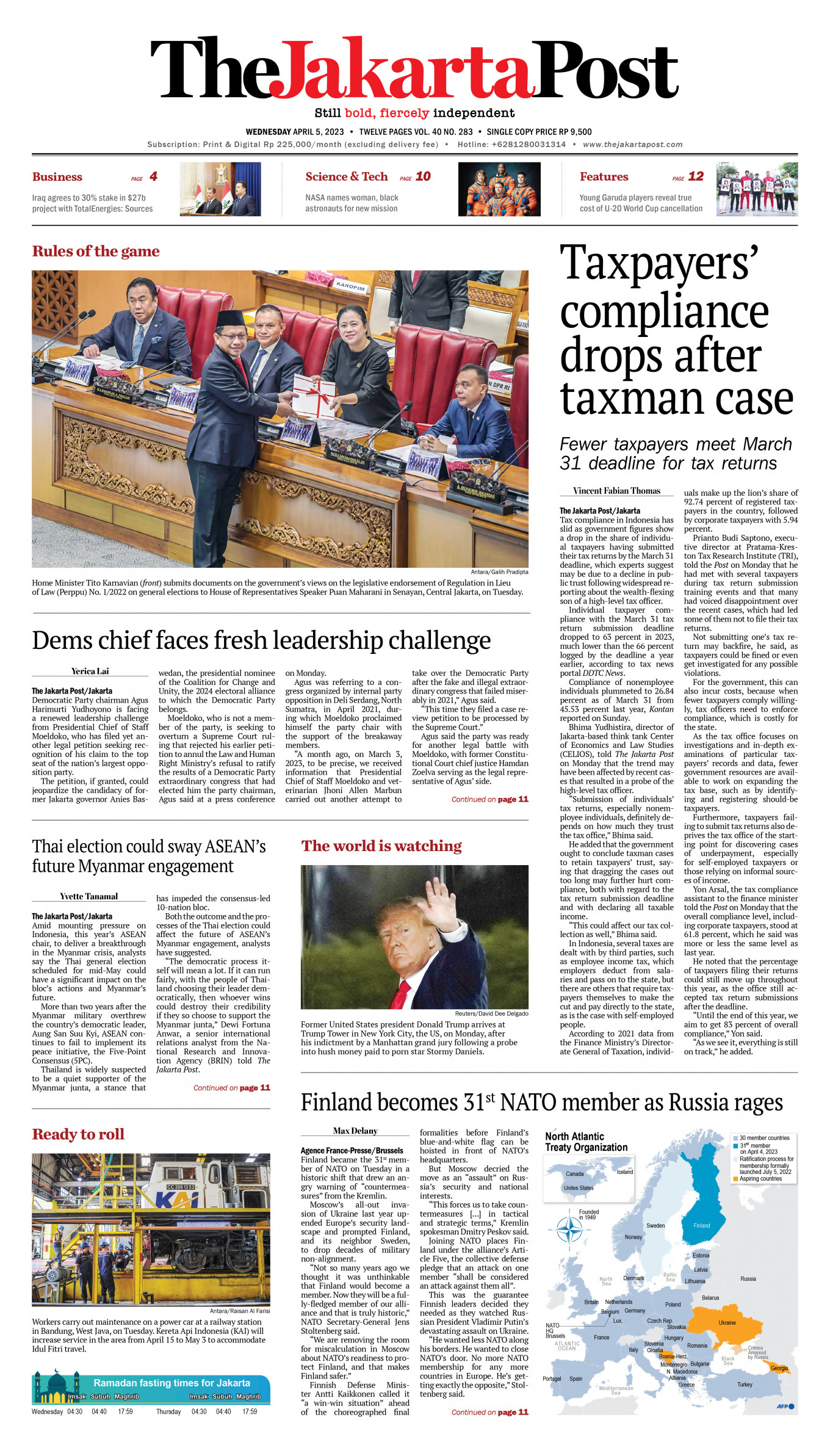 Frontpage - Wed, April 5, 2023 - The Jakarta Post