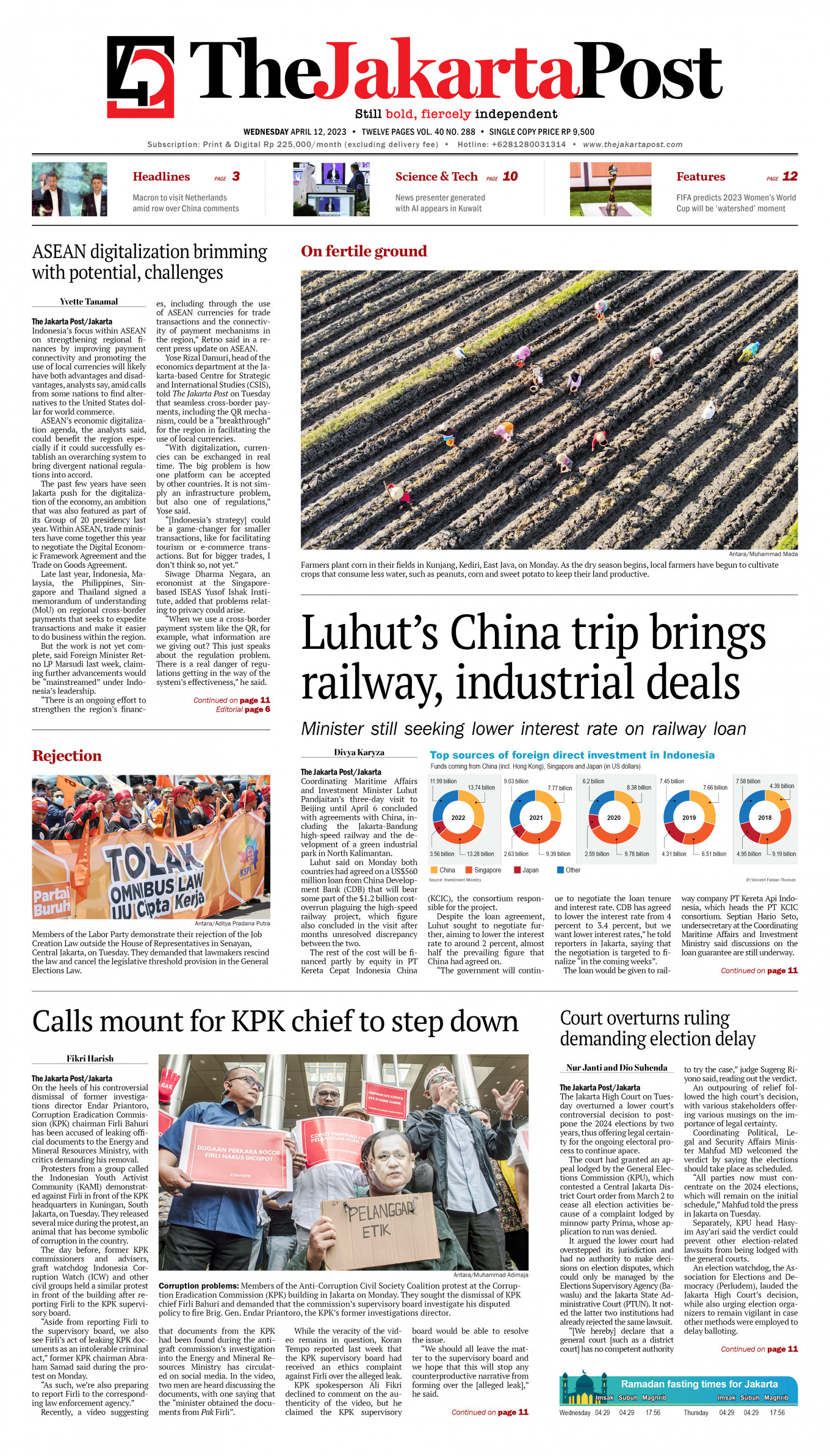 Frontpage - Wed, April 12, 2023 - The Jakarta Post
