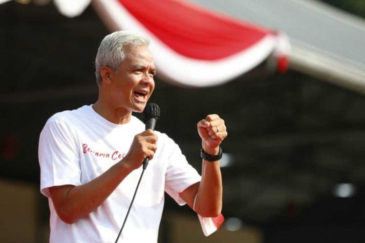 Former Central Java governor Ganjar Pranowo attends an event to commemorate the National Sports Day at Sriwedari Sports Stadium in Surakarta, Central Java, on Sept. 9, 2022.