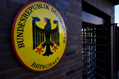 This photograph shows an exterior view of the German embassy in Moscow on April 22, 2023. The Russian Foreign Ministry announced on April 22, 2023 the expulsion of “more than twenty“ German diplomats, in retaliation for a similar measure taken by Berlin, but which Germany has not confirmed.