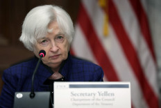 US Treasury Secretary Janet Yellen listens during an open session of a Financial Stability Oversight Council meeting at the Department of the Treasury in Washington, DC, on April 21, 2023
