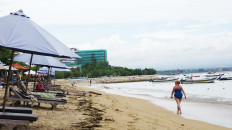 A view of the Sanur beach, in Bali, on April 30.