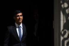 Britain's Prime Minister Rishi Sunak leaves 10 Downing Street in central London on May 3, 2023, on his way to take part in the weekly session of Prime Minister's Questions (PMQs) in the House of Commons.
