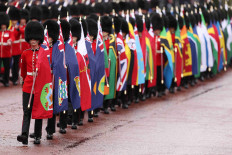 Flag bearers during the Coronation of King Charles III and Queen Camilla on May 06, 2023 in London, England. T