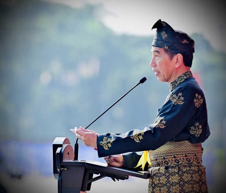 President Joko “Jokowi” Widodo speaks during an event to commemorate Pancasila Day in Jakarta on June 1.
