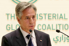 FILE PHOTO: U.S. Secretary of State Antony Blinken attends a joint press conference with Saudi Foreign Minister Faisal Bin Farhan, at the Intercontinental Hotel in Riyadh, Saudi Arabia, June 8, 2023. REUTERS/Ahmed Yosri/Pool/File Photo