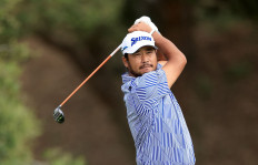 Hideki Matsuyama of Japan plays a tee shot on the 12th hole during the first round of the 123rd US Open Championship at The Los Angeles Country Club in Los Angeles, California, the United States, on June 15.