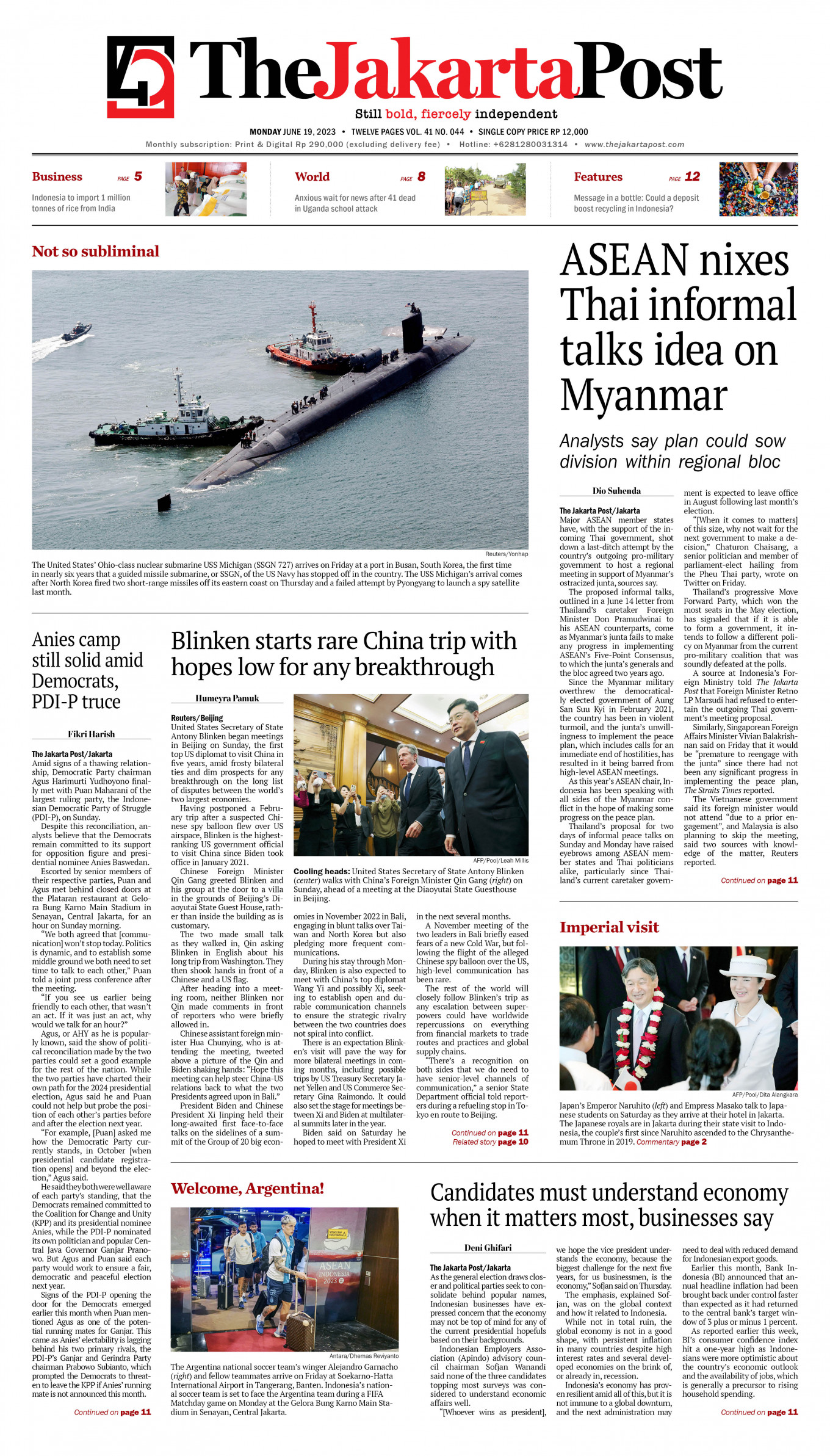 Frontpage - Mon, June 19, 2023 - The Jakarta Post