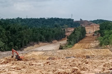 Cost of development: A backhoe operates on land in East Kalimantan that has been cleared to pave the way for the construction of a toll road connecting Balikpapan and the planned capital of Nusantara. The project will affect habitats near the Wain River.